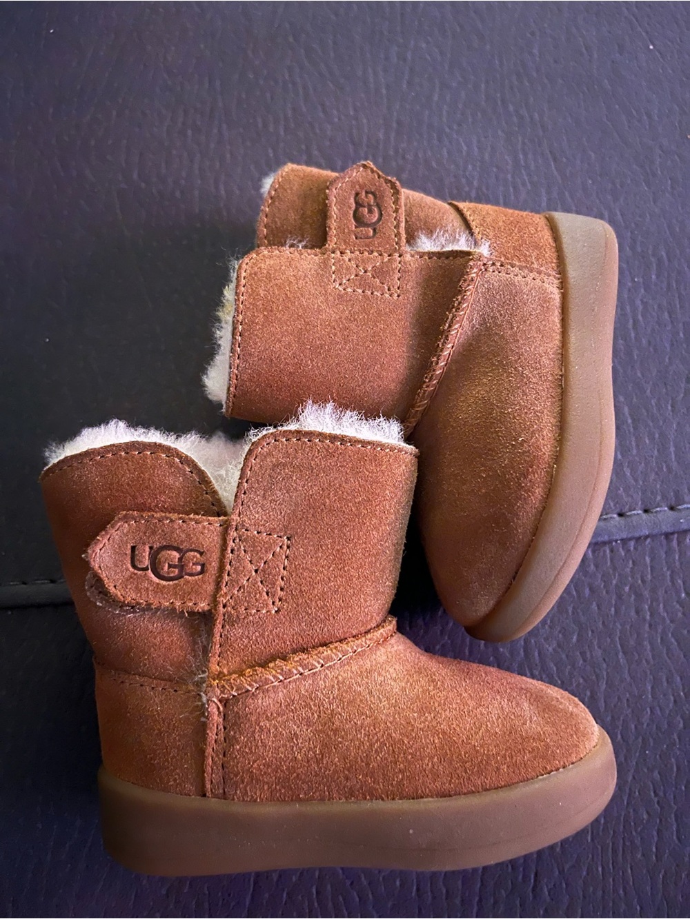 UGG Chestnut Suede Shearling-Trim Kids Boots